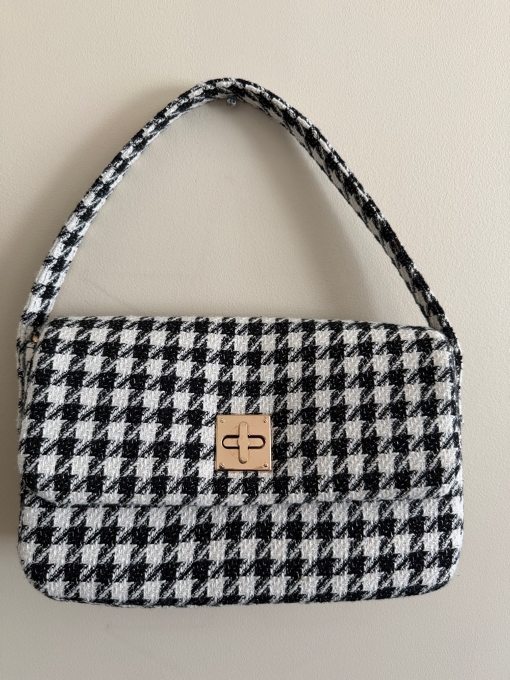 Black & White Houndstooth Shoulder Bag